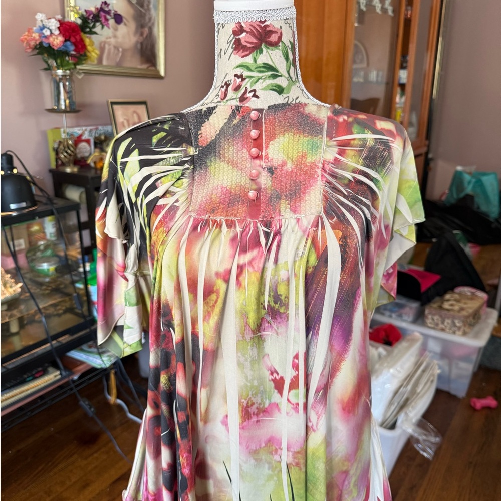 Style & Co. Vibrant Floral Blouse with Button Detail